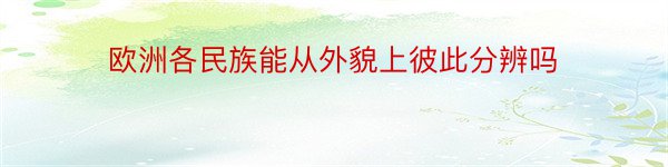 欧洲各民族能从外貌上彼此分辨吗