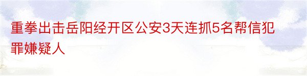 重拳出击岳阳经开区公安3天连抓5名帮信犯罪嫌疑人