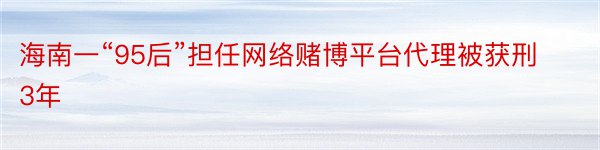 海南一“95后”担任网络赌博平台代理被获刑3年