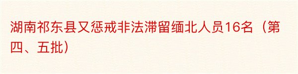 湖南祁东县又惩戒非法滞留缅北人员16名（第四、五批）